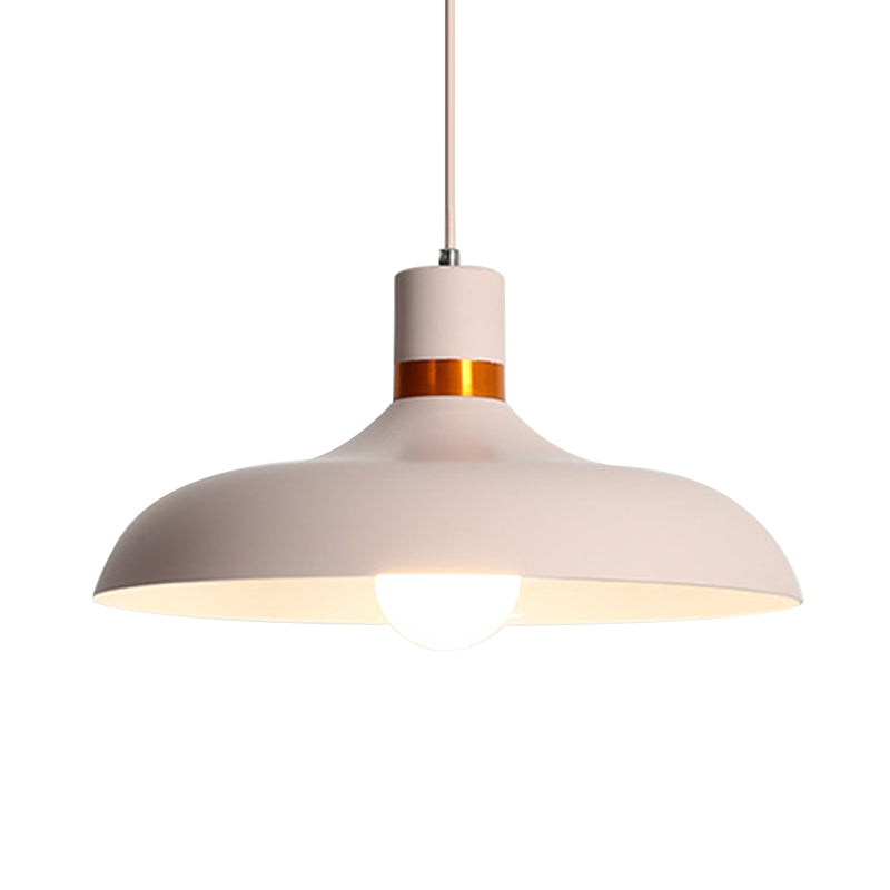 Aluminum Barn Pendant Light Kit Minimalist 1-Light Pink Hanging Lamp over Dining Table