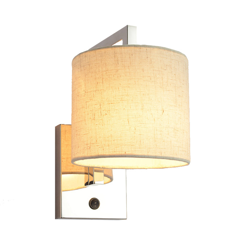 Drum Wall Light Sconce Modernism Fabric LED Sconce Light in Chrome for Living Room