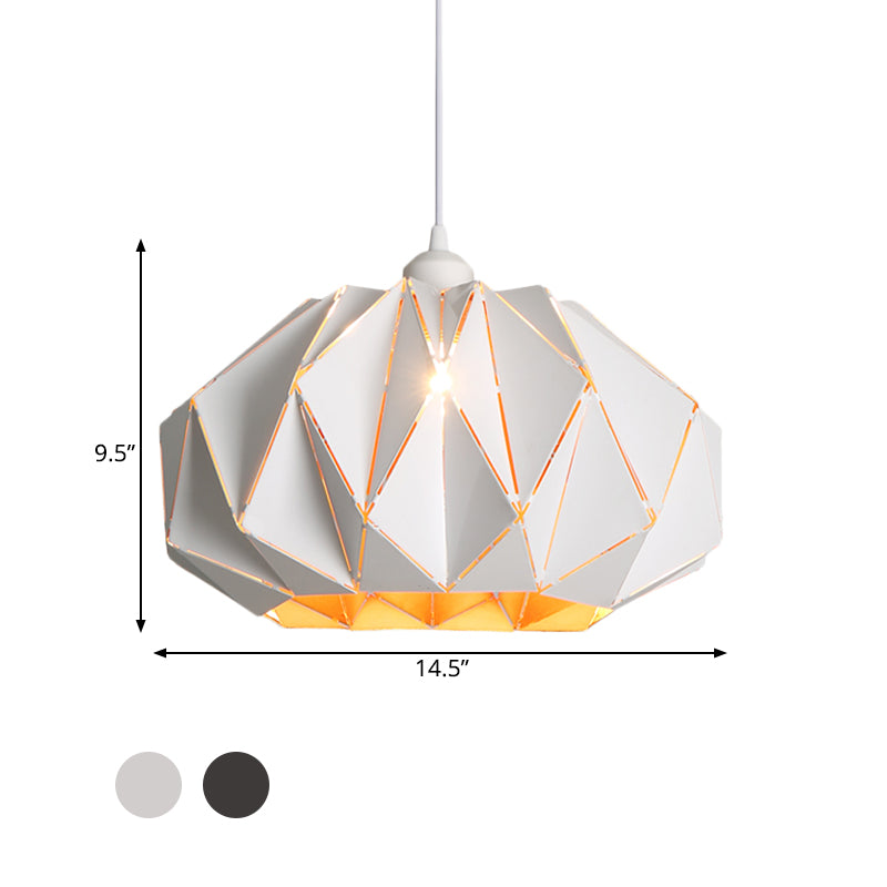 1 Kopf Wohnzimmer Anhänger Lampe Nordic White/Black Suspension Lampe mit Laser-geschnittener Eisenlampenschatten