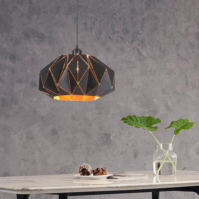 1 Kopf Wohnzimmer Anhänger Lampe Nordic White/Black Suspension Lampe mit Laser-geschnittener Eisenlampenschatten