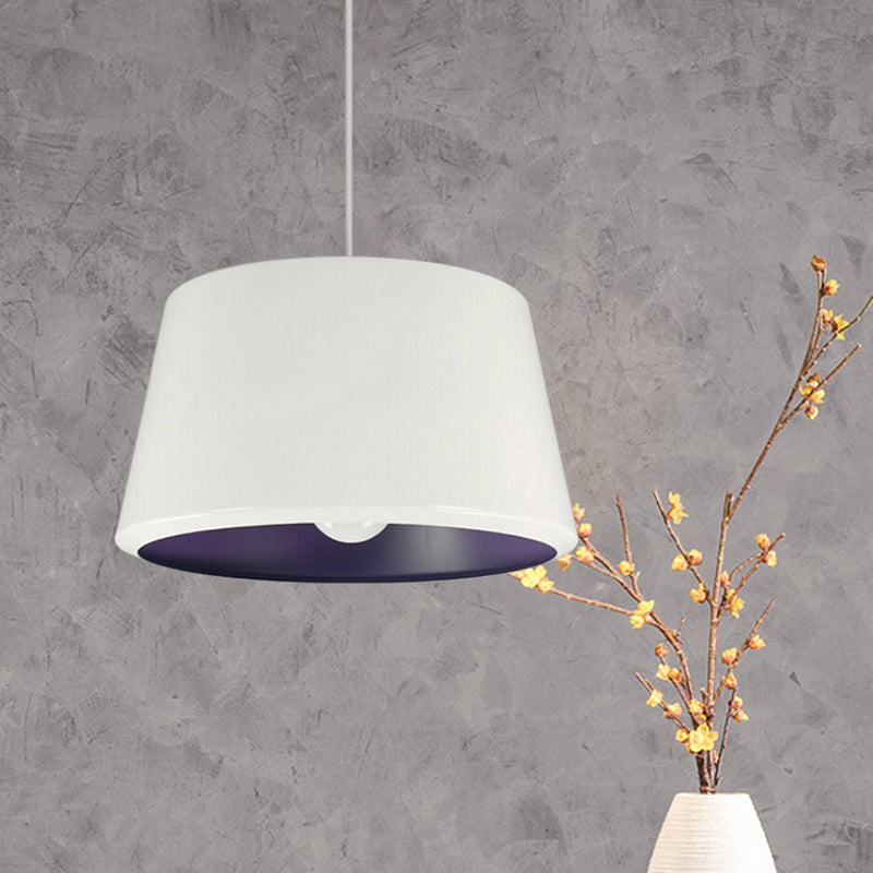 Aluminum Truncated Cone Pendant Simplicity Single 12/16 Inches Wide White and Purple Inner Pendulum Light