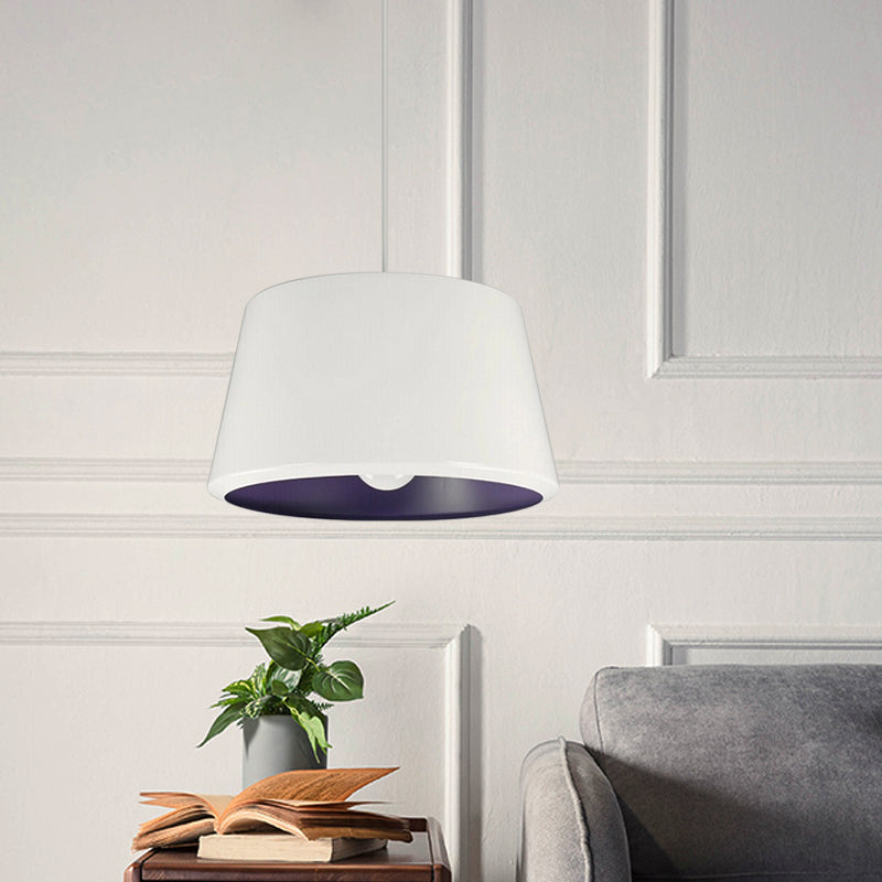 Aluminum Truncated Cone Pendant Simplicity Single 12/16 Inches Wide White and Purple Inner Pendulum Light