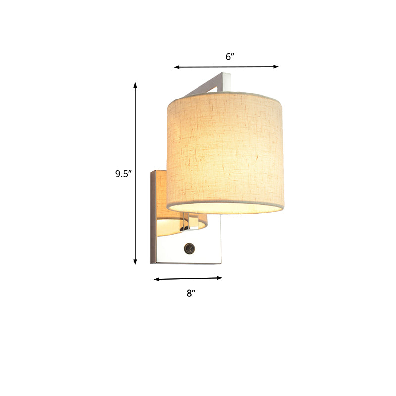 Drum Wall Light Sconce Modernism Fabric LED Sconce Light in Chrome for Living Room