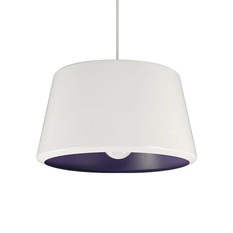 Aluminum Truncated Cone Pendant Simplicity Single 12/16 Inches Wide White and Purple Inner Pendulum Light