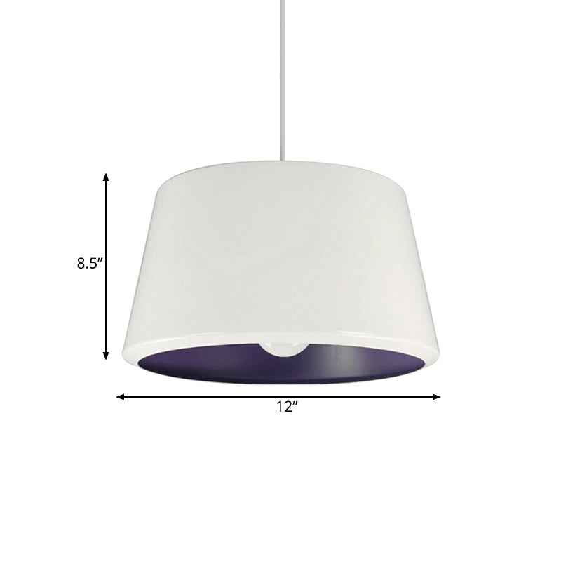 Aluminum Truncated Cone Pendant Simplicity Single 12/16 Inches Wide White and Purple Inner Pendulum Light