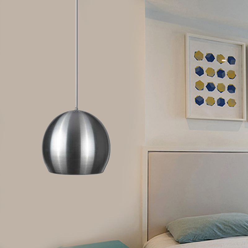 Satijn nikkel Dome Hanglicht Minimalisme 1 kop aluminium hanger verlichtingsarmatuur met ontluchting doorboordontwerp