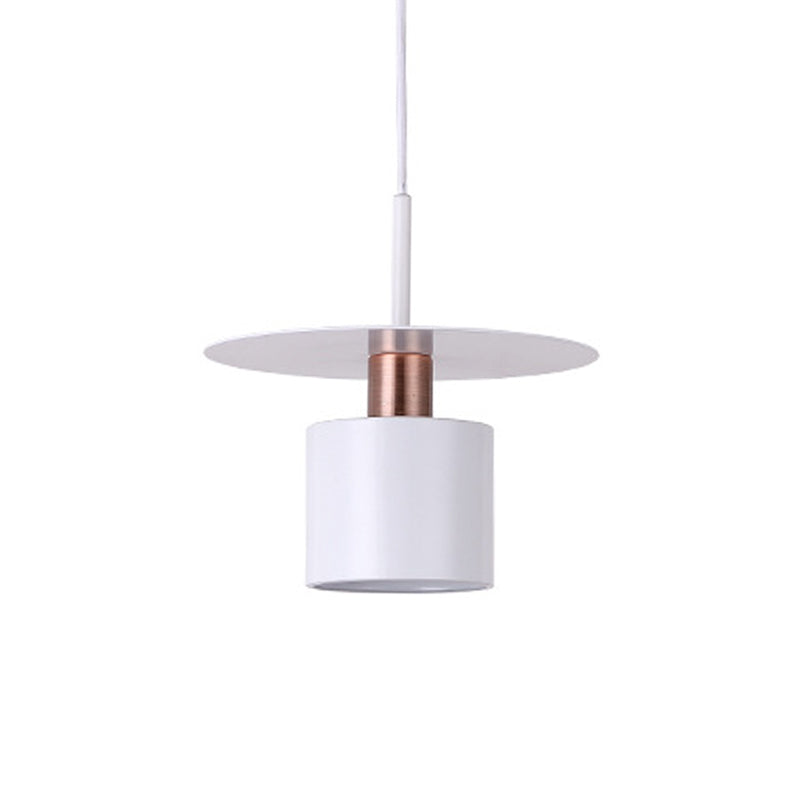 Perfume Bottle Bedside Hanging Light Metallic 1 Head 8"/14" Wide Minimalism Ceiling Suspension Lamp in White with Disk Top