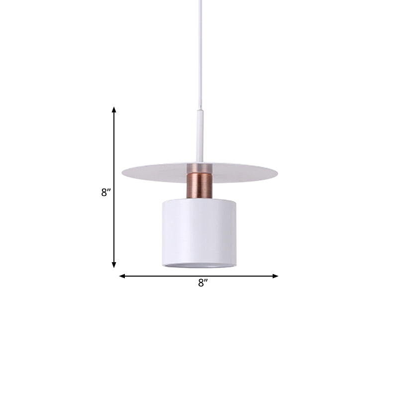 Perfume Bottle Bedside Hanging Light Metallic 1 Head 8"/14" Wide Minimalism Ceiling Suspension Lamp in White with Disk Top