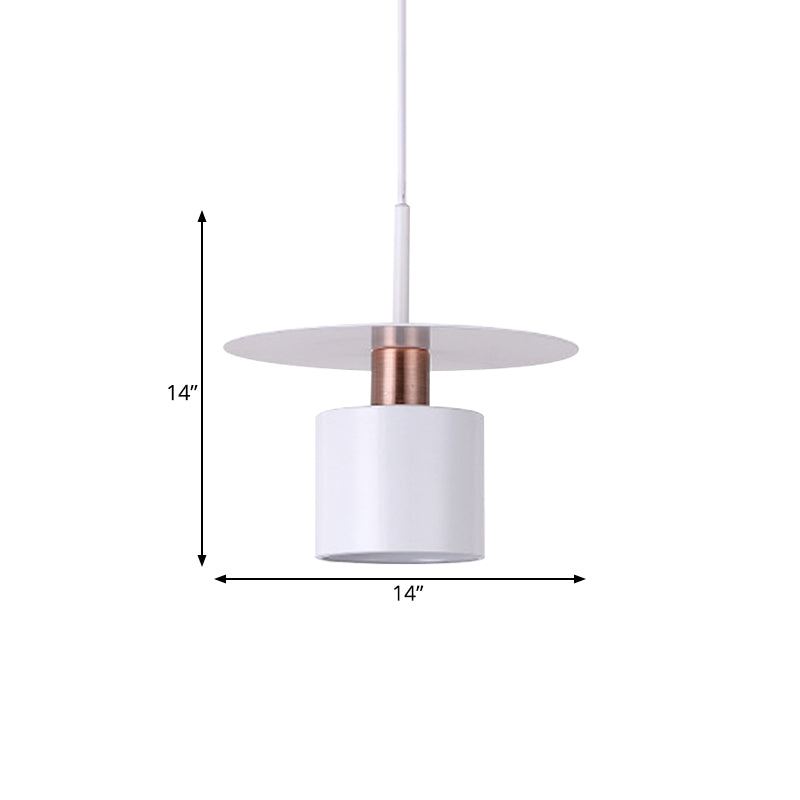 Perfume Bottle Bedside Hanging Light Metallic 1 Head 8"/14" Wide Minimalism Ceiling Suspension Lamp in White with Disk Top