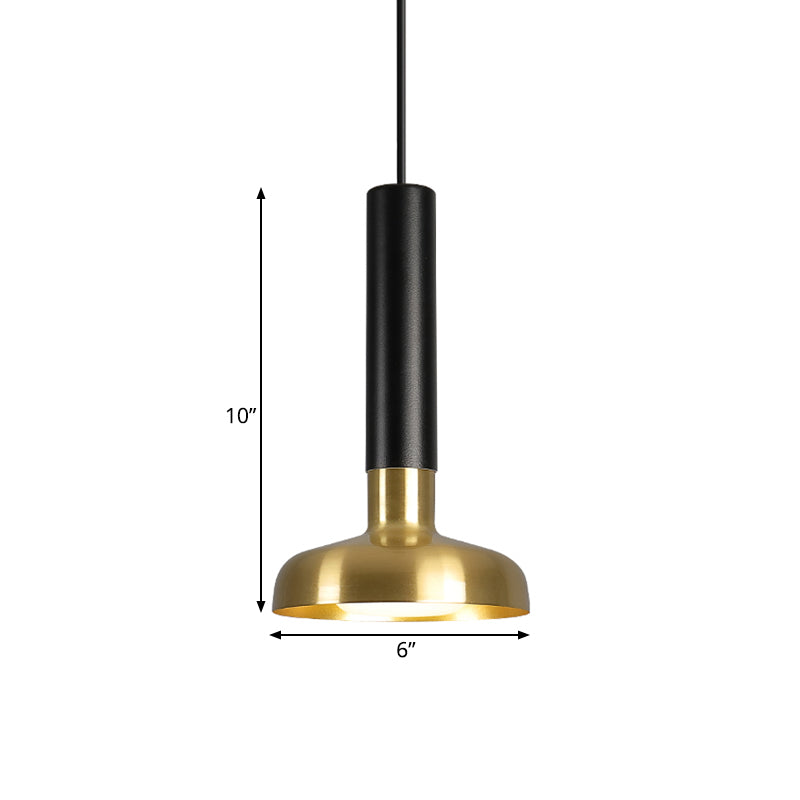 Mid Century Torch Metal Pendant Lighting LED Ceiling Suspension Lamp in Black-Gold over Kitchen Dinette