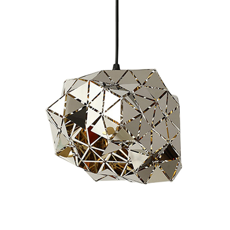 Roestvrijstalen laser gesneden paneel hanger moderne nieuwigheid 1-licht zilveren hangende lamp, 10 "/14" breedte
