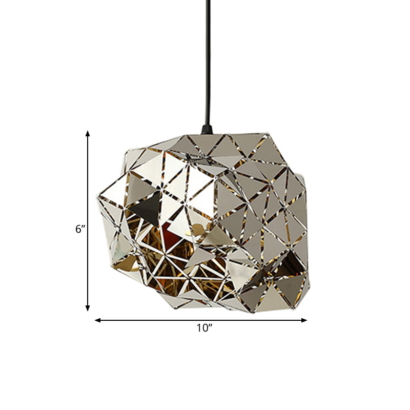 Stainless Steel Laser Cut Panel Pendant Modern Novelty 1-Light Silver Hanging Light Fixture, 10"/14" Width