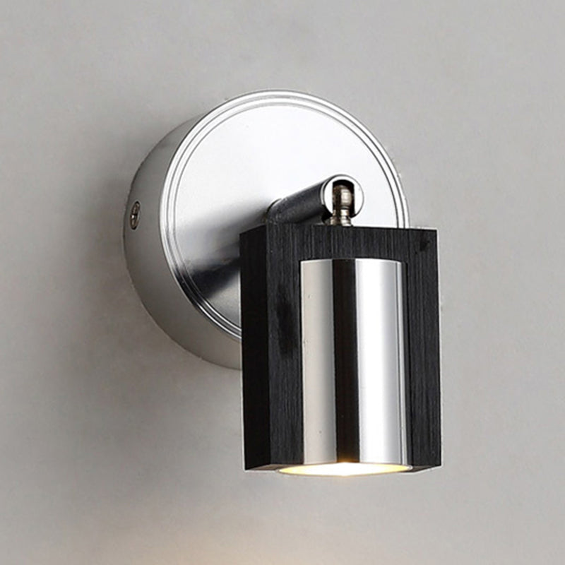 1 Light Bedroom Wall Sconce with Cylinder Metal Shade Black Wall Mount Light in Warm/White Lighting