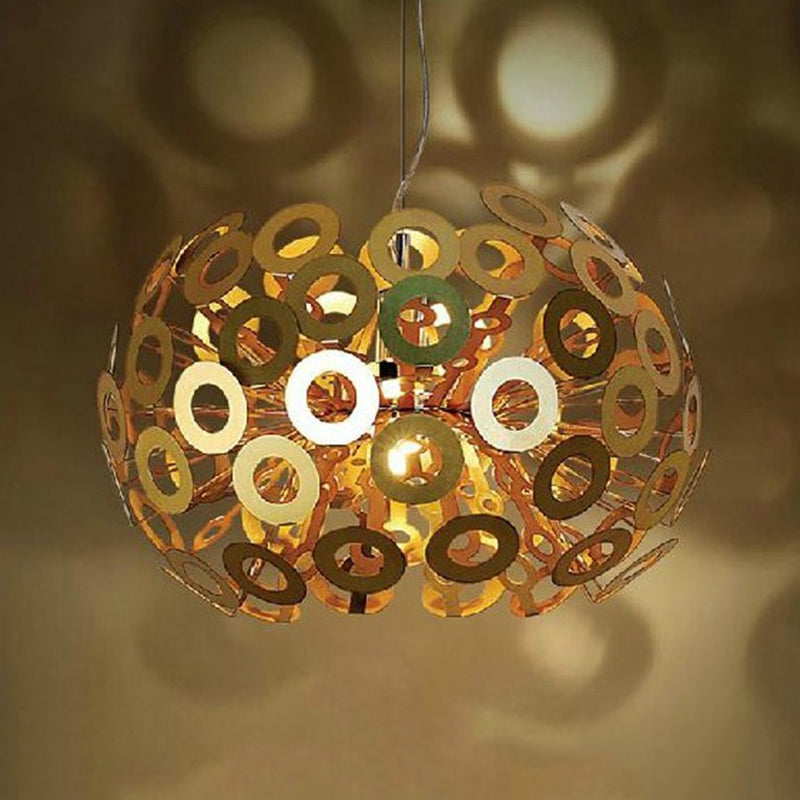 Modern Stylish Burst Aluminum Pendant 1 Bulb Hanging Ceiling Light in White with Peacock Feather Element, 18"/21.5" Width