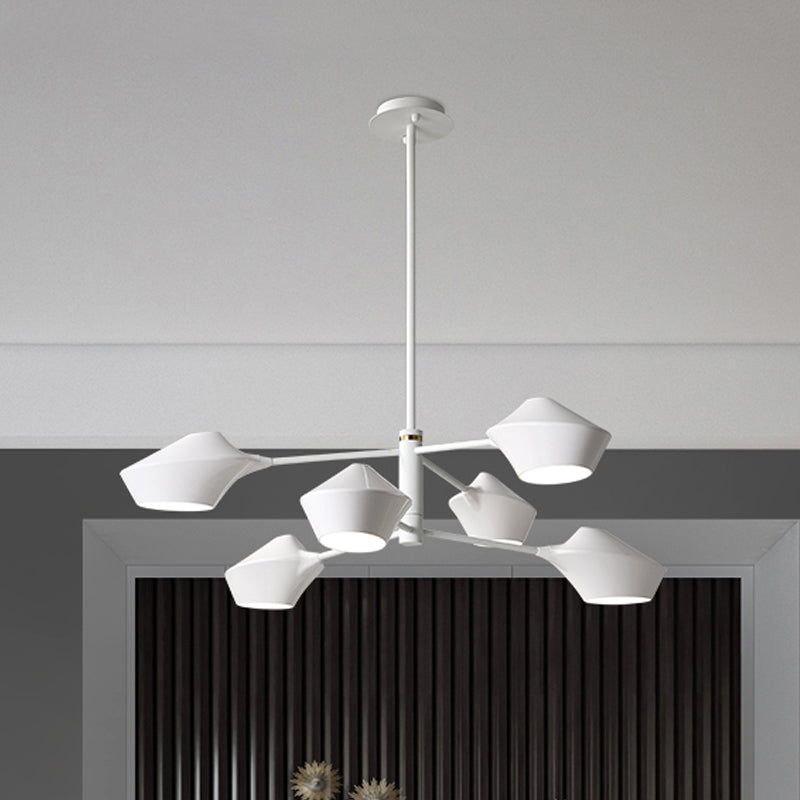 Lampadario a 2 livelli a 2 livelli di metallo moderno in metallo 6 lampadine soggiorno ciondolo in nero in oro nero/bianco