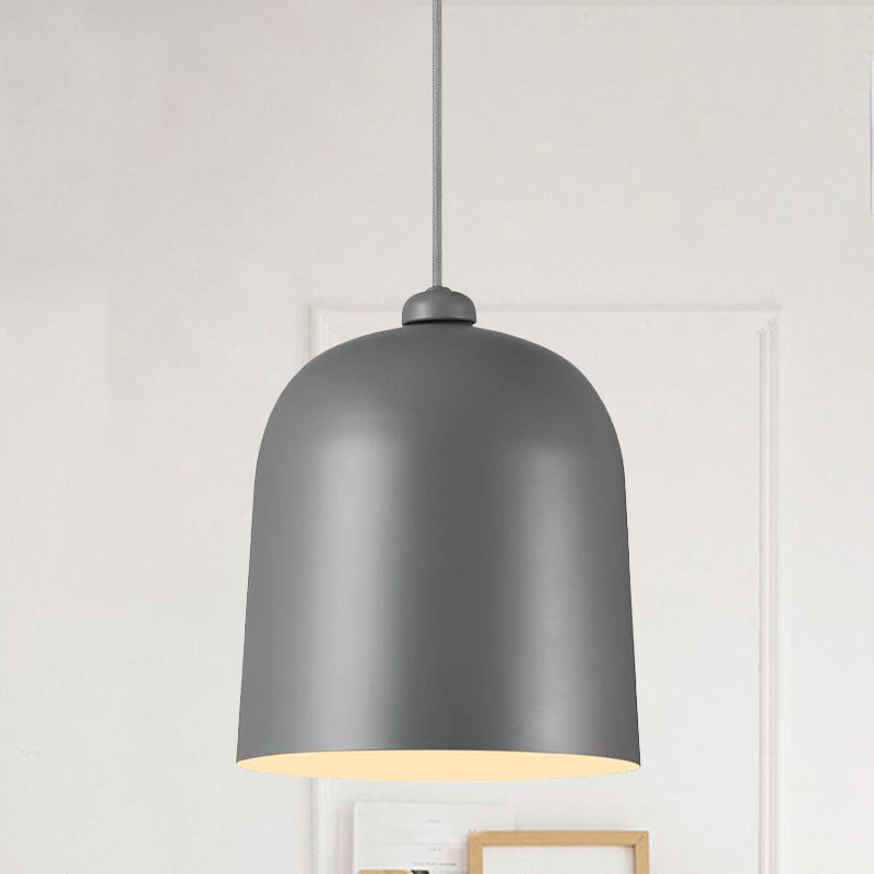 Black/White/Grey Moveable Dome Pendant Nordic 1 Bulb Metal Ceiling Suspension Lamp for Dining Room