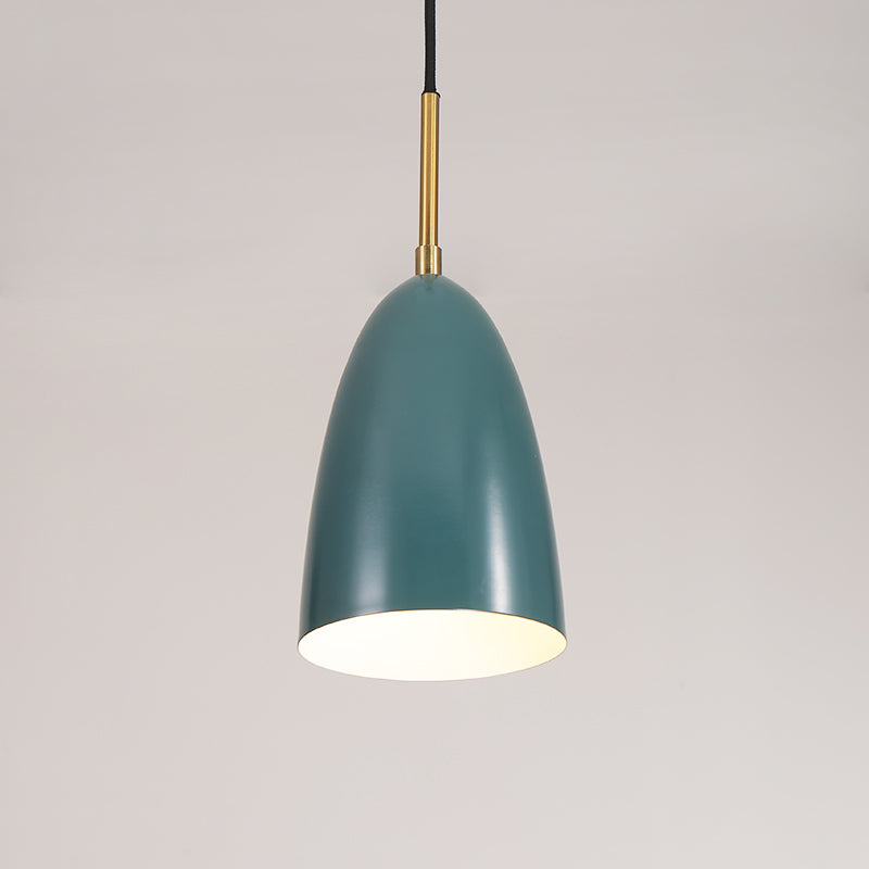 Bullet Head Metal Pendant Ceiling Light Macaron 1 Light Green Suspended Lighting Fixture