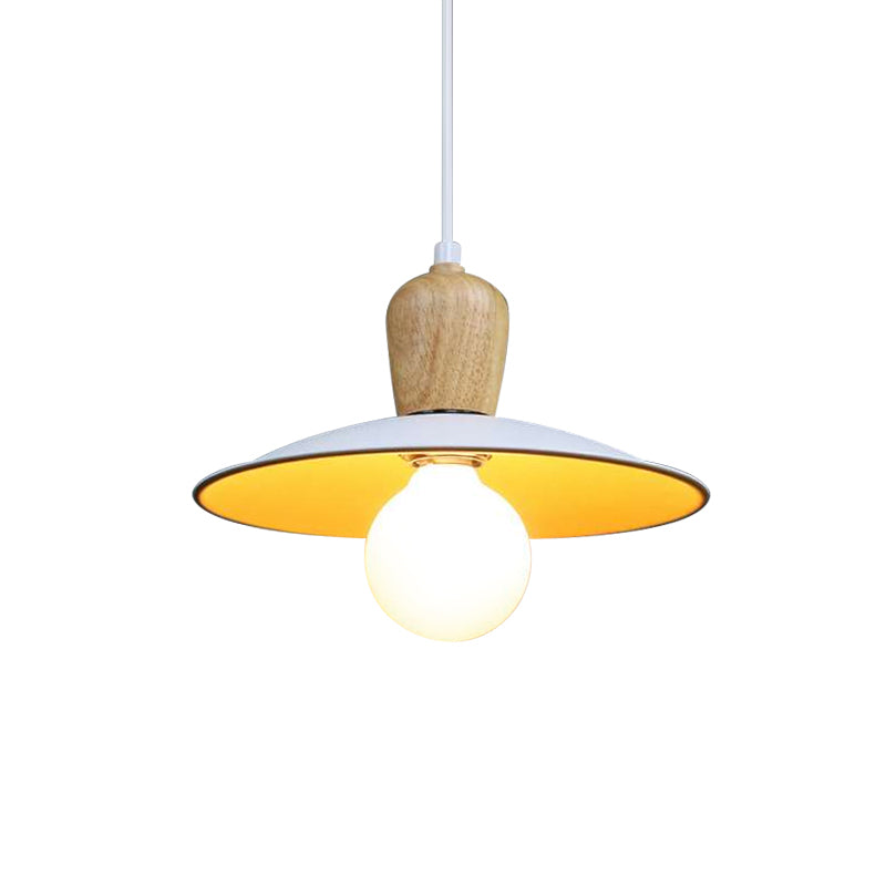 Noordse vliegende schotel hanglamp ijzer een enkele lamp woonkamer slinger licht in wit/zwart-hout