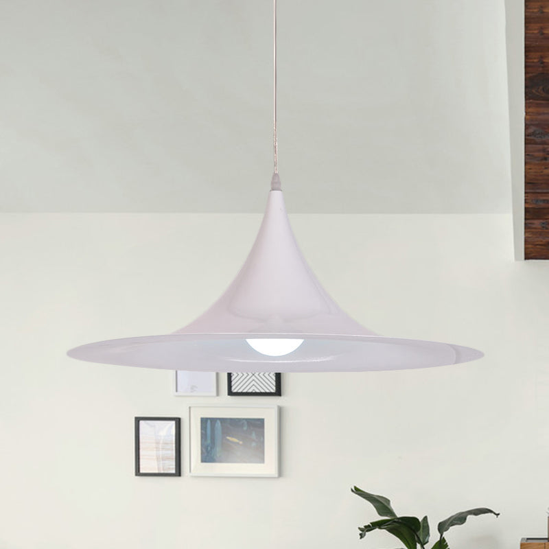 Witte trompet hanglamp minimalisme 1 lamp aluminium hangend plafondlicht voor eetkamer