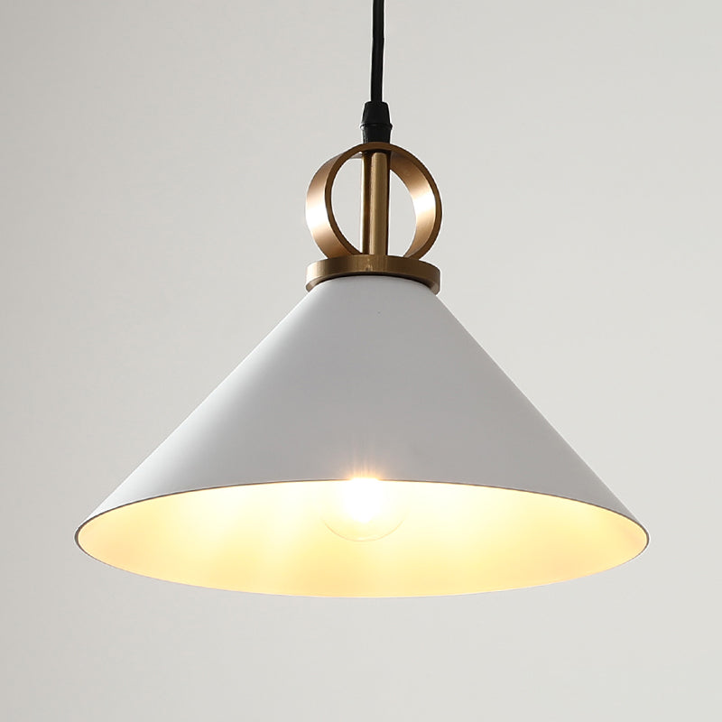 Conische eettafel Suspensie Licht metaal 1 kop Minimalistische hanglamp in het wit met ringknop