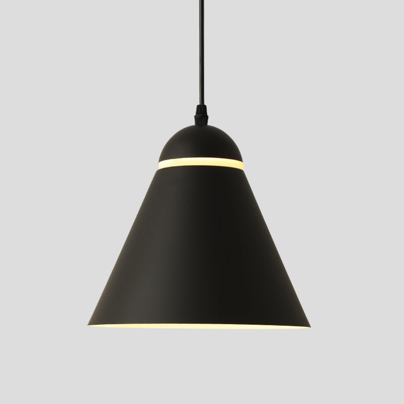 Sliced Cone Hanging Light Fixture Simplicity Metallic 1 Light Matte Black Drop Pendant