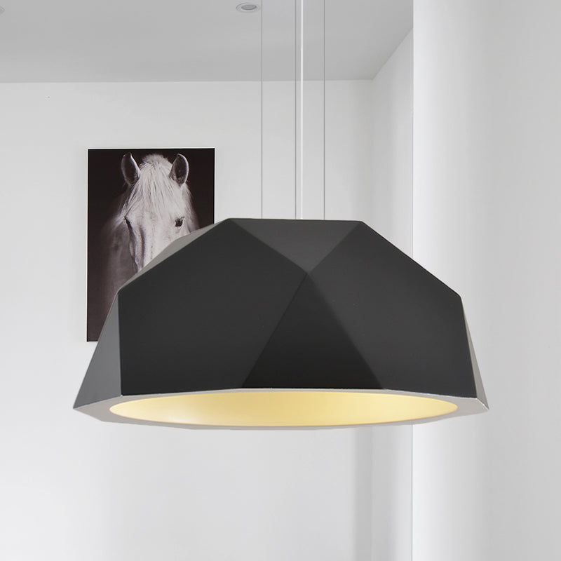 Faceted Hemispherical Hanging Lamp Simple Resin Single Guest Room Pendant Light Kit in Black/Grey