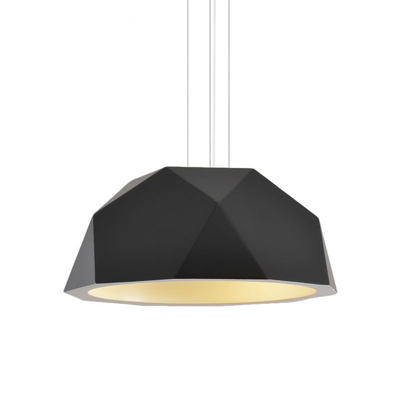 Faceted Hemispherical Hanging Lamp Simple Resin Single Guest Room Pendant Light Kit in Black/Grey