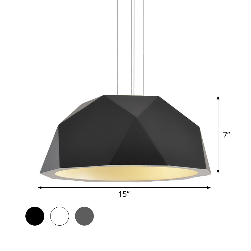 Faceted Hemispherical Hanging Lamp Simple Resin Single Guest Room Pendant Light Kit in Black/Grey