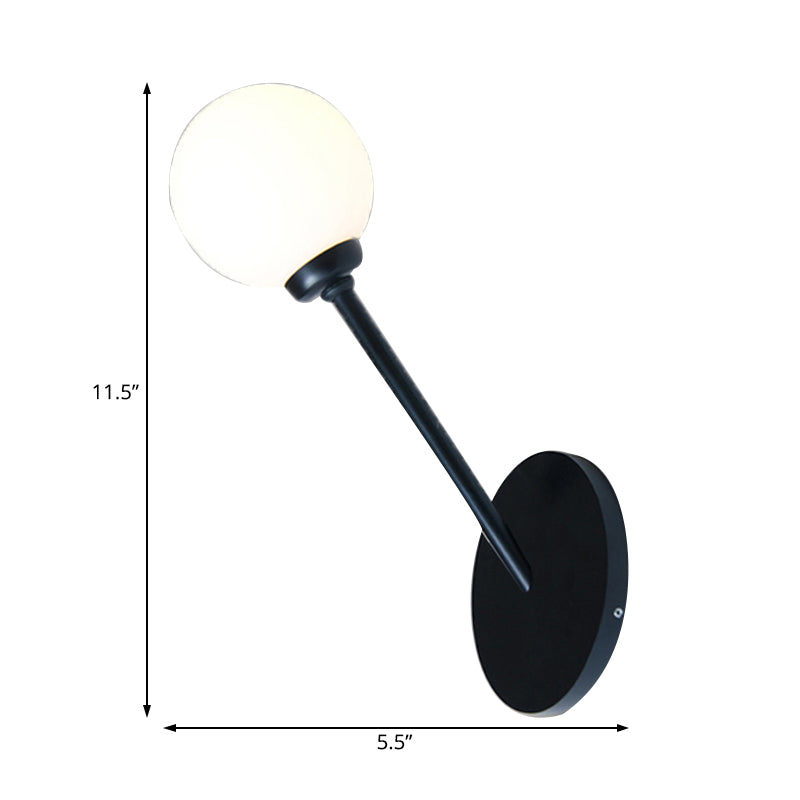 Stile moderno illuminazione a parete globale vetro bianco 1 lampadina da pranzo lampada a parete in nero