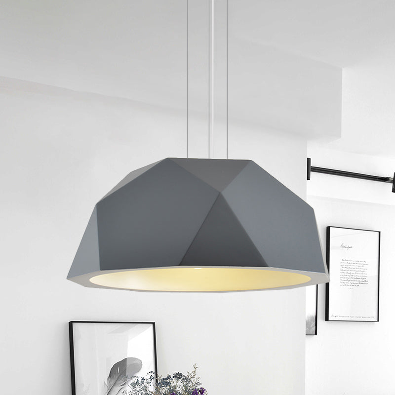 Faceted Hemispherical Hanging Lamp Simple Resin Single Guest Room Pendant Light Kit in Black/Grey