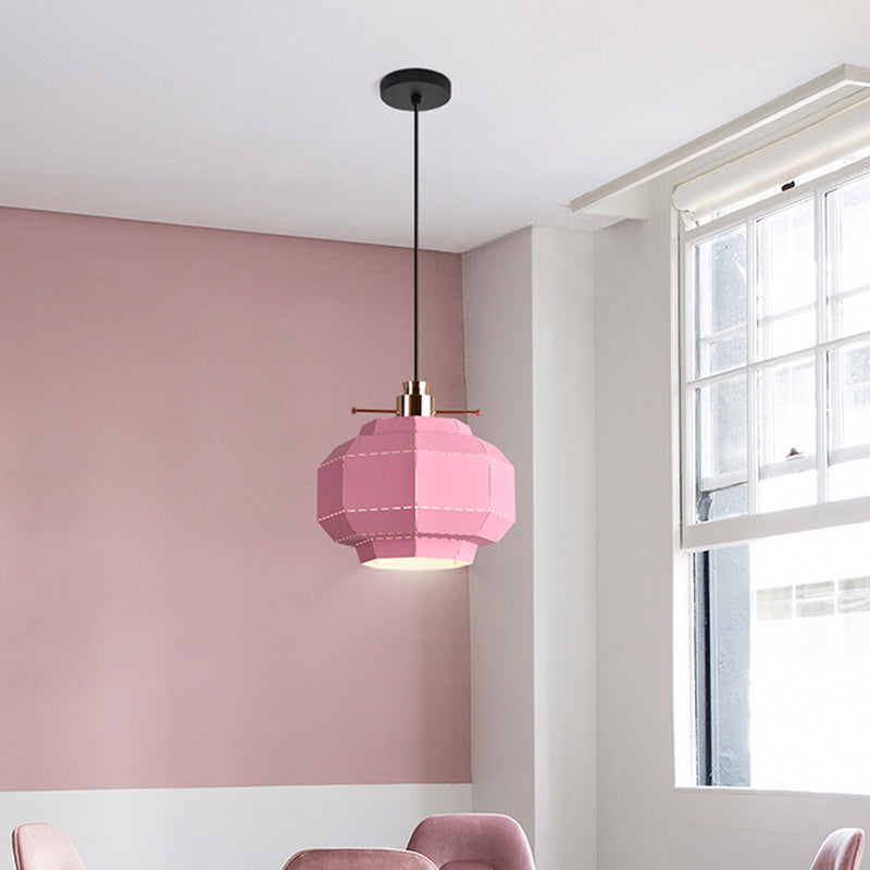 1 Glühbirnen -Este -Pendel -Leicht -Makkaron -Rosa -Hang -Anhänger mit facettierter Laternen -Eisenschatten