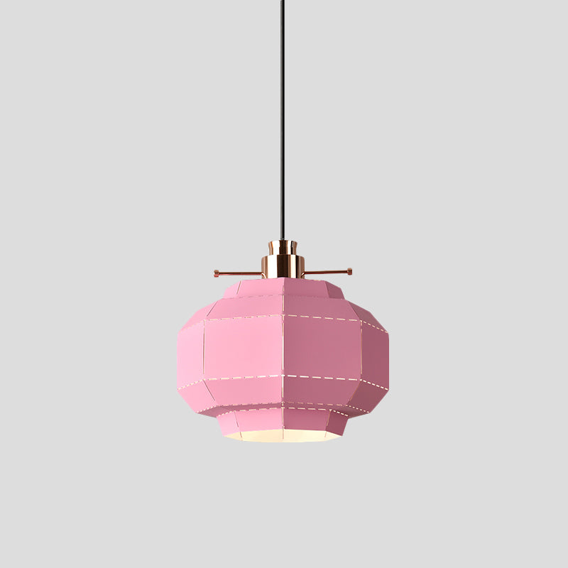 1 Glühbirnen -Este -Pendel -Leicht -Makkaron -Rosa -Hang -Anhänger mit facettierter Laternen -Eisenschatten