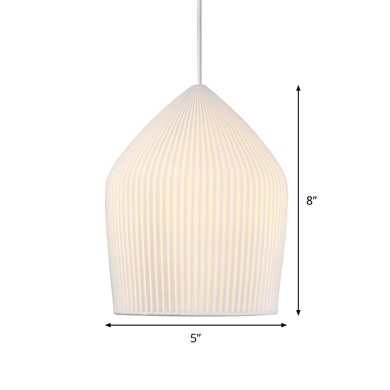Simple Single Suspension Pendant Light Prismatic Glass White Cloche Hanging Lamp Kit