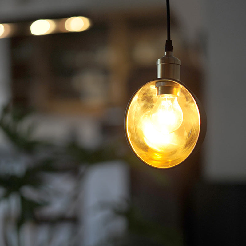 Black and Brass Inner Pot Pendant Light Simple 1 Bulb Metal Ceiling Suspension Lamp for Kitchen