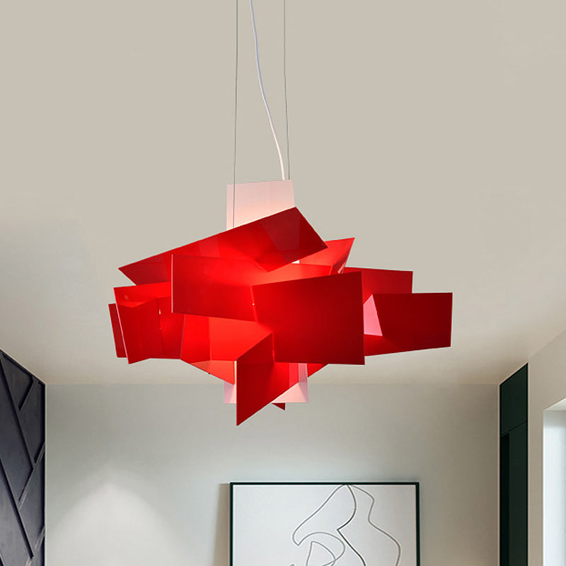 Artistry Spliced Acrylic Drop Pendant 2 Bulbs Multi Light Ceiling Light in White/Red for Living Room