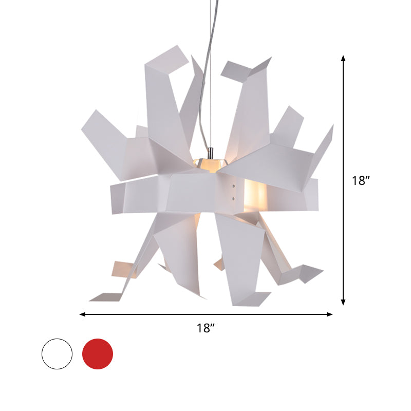 Decorazioni arte per la lampada a sospensione origami bianca/rossa per uccelli art 1 ° foglio di illuminazione sospeso in ferro leggero sopra il tavolo