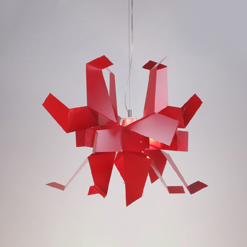 White/Red Origami Bird Pendant Lamp Art Decor 1 Light Iron Suspended Lighting Fixture over Table