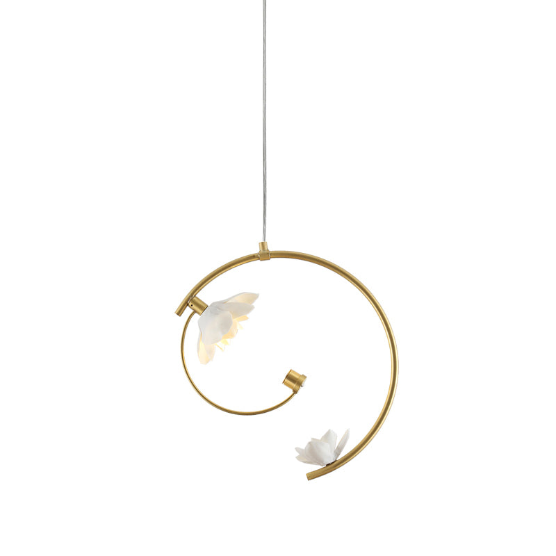 Lampada a sospensione in ceramica a sospensione moderna leggera a soffitto a sospensione bianca con gambo di scorrimento dorato