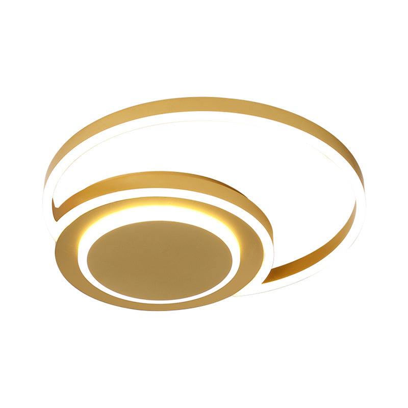 Crescent Bedroom Ceiling Light Acrylic Modern 18"/21.5" Wide LED Flush Mount Lamp in Gold