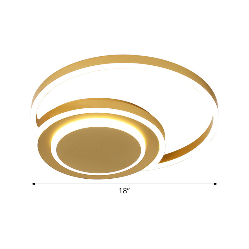 Crescent Bedroom Ceiling Light Acrylic Modern 18"/21.5" Wide LED Flush Mount Lamp in Gold
