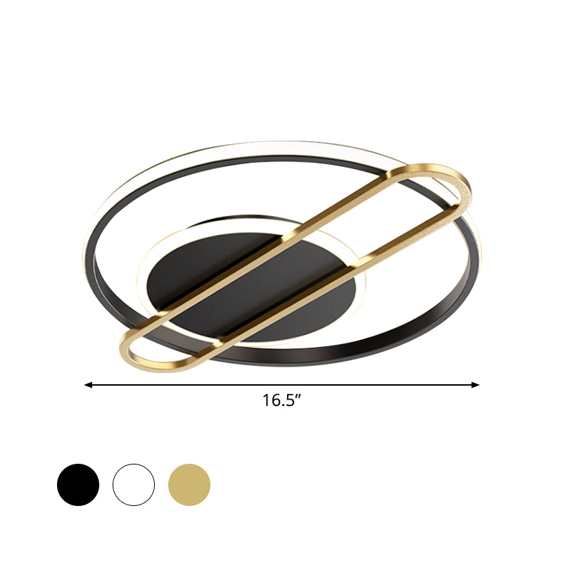 Nero/Oro/Bianco Cerchio Sottile Flush Mount Modernista Alluminio 16.5 "/20.5" Wide LED Plafoniera Flush Fixture