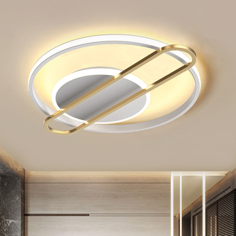 Nero/Oro/Bianco Cerchio Sottile Flush Mount Modernista Alluminio 16.5 "/20.5" Wide LED Plafoniera Flush Fixture