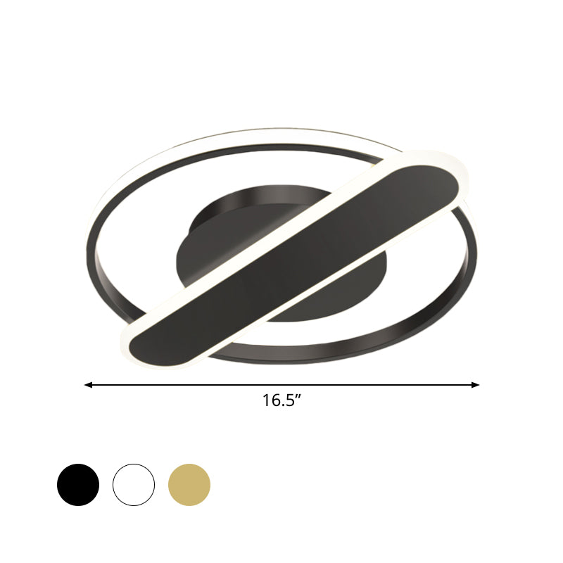 Lampada da soffitto sottile acrilico del ciclo LED moderna nero/bianco/oro del montaggio a incasso con Oblong Cross Bar, 16,5 "/20,5" larghezza