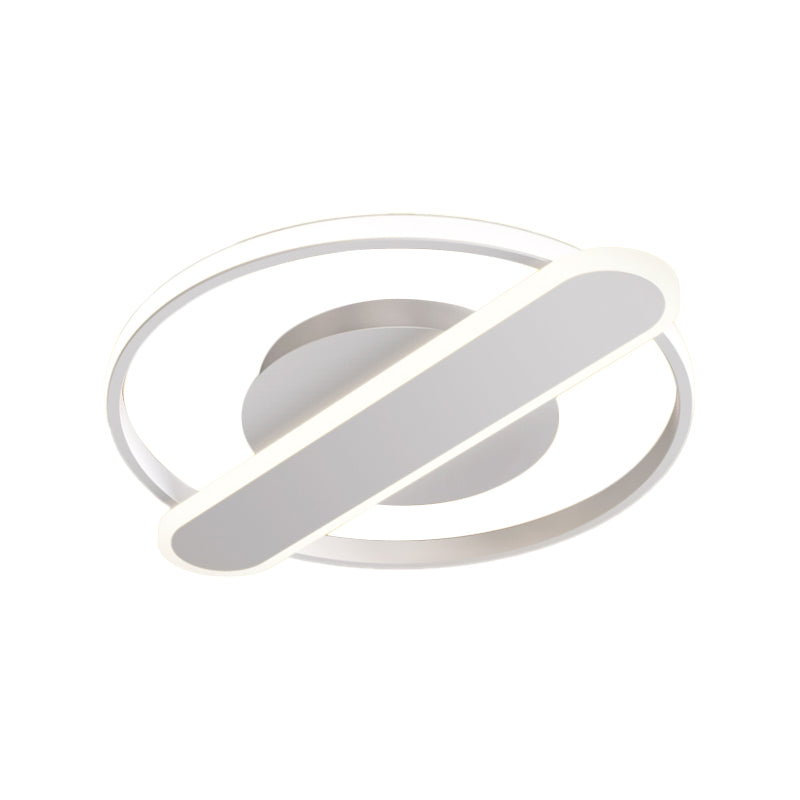 Lampada da soffitto sottile acrilico del ciclo LED moderna nero/bianco/oro del montaggio a incasso con Oblong Cross Bar, 16,5 "/20,5" larghezza