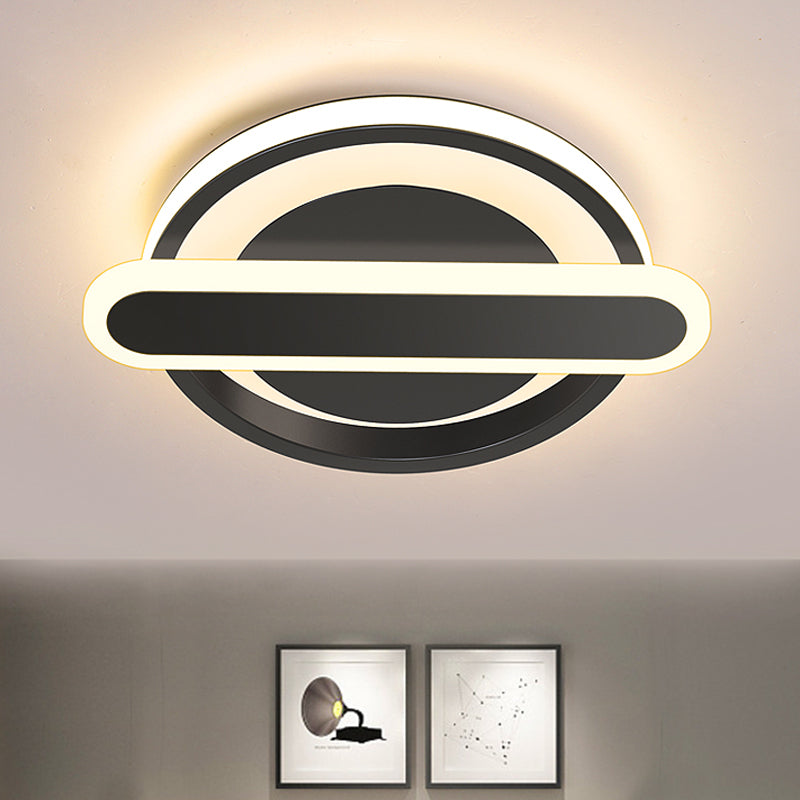 Small Circle and Oval Flushmount Modern Metal Black/White/Gold LED Ceiling Lighting for Corridor