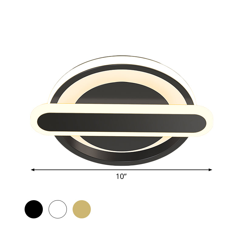 Small Circle and Oval Flushmount Modern Metal Black/White/Gold LED Ceiling Lighting for Corridor