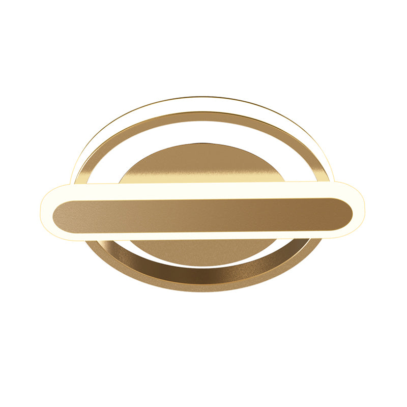 Small Circle and Oval Flushmount Modern Metal Black/White/Gold LED Ceiling Lighting for Corridor