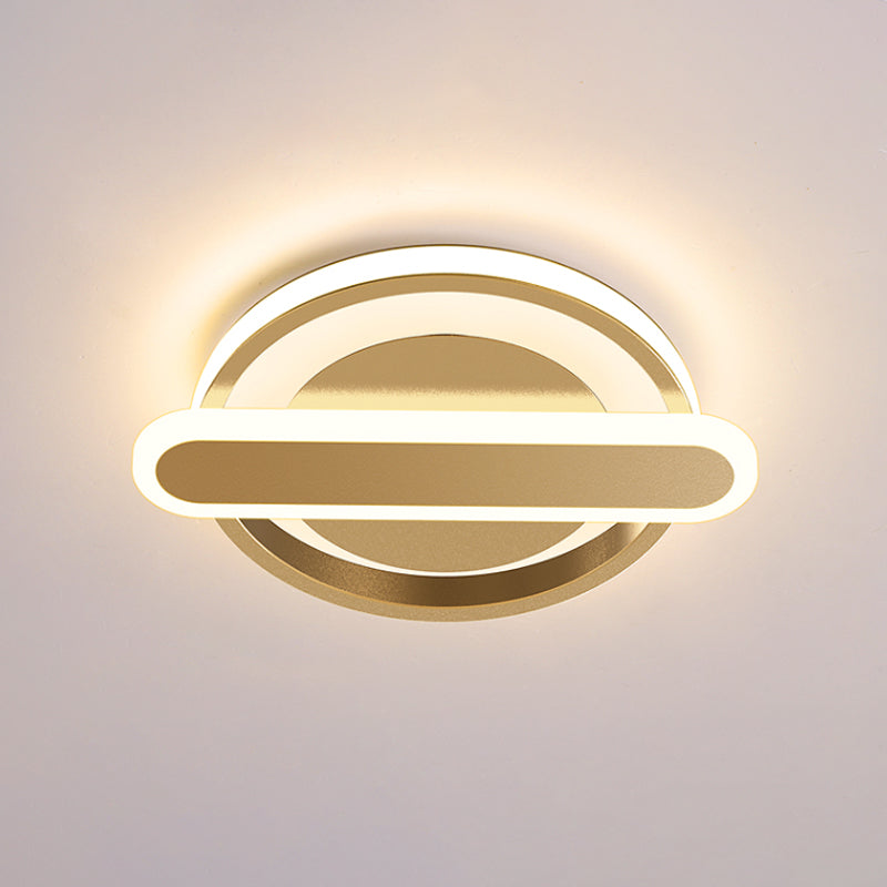 Small Circle and Oval Flushmount Modern Metal Black/White/Gold LED Ceiling Lighting for Corridor