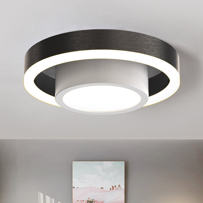 Double cerceau petit plafond acrylique affleurant nordique noir/café/or LED éclairage encastré pour couloir
