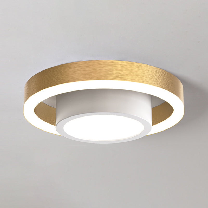 Double cerceau petit plafond acrylique affleurant nordique noir/café/or LED éclairage encastré pour couloir